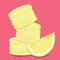 Lemon macaroons. Vector traditional french cookies in cartoon style. Composition of lemon and macaroon isolated on colorful