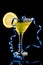 Lemon martini with blue streamer
