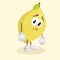 Lemon mascot and background sad pose