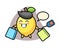 Lemon mascot cartoon holding a shopping bag