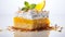 Lemon Meringue Pie Slice with Citrus Flavor on Crisp White Isolated Background