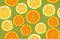 Lemon and orange sliced pattern, seamless background