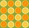 Lemon and orange sliced pattern, seamless background