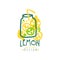 Lemon original design logo, natural product badge, fresh beverage hand drawn vector Illustration