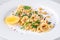 Lemon pasta with almonds