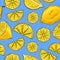 Lemon pattern seamless, cute tropical trend print. Abstract modern outline fruits, pretty stylish silhouette. Whole and