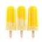 Lemon popsicles on a white background. Cold snack for the hot summer. Generative AI
