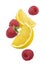 Lemon raspberry falling vertical composition