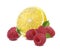 Lemon raspberry on white background