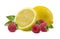 Lemon raspberry on white - horizontal composition