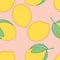 Lemon repeat pattern design. Hand-drawn background.