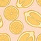 Lemon repeat pattern design. Hand-drawn background.