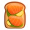 Lemon salmon toast icon, cartoon style