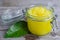 Lemon scrub with sugar, honey and olive oil