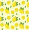 Lemon seamless pattern. Lemonade endless background, texture. Fruits background. Vector illustration.