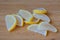 Lemon slices marmalade on a wooden background