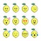 Lemon smile emoticon cartoon set character. Different moods lemon Fruits vector color collection