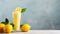 Lemon smoothie. Healthy fresh lemon smoothie in glass with lemon. Horizontal banner poster. Food Photo AI generated