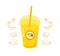 Lemon smoothie in a plastic cup with a label. Realistic plastic glass with yellow lemonade