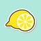 Lemon Sticker On Blue Background Colorful Fruit Icon