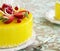 Lemon-strawberry cake mousse.