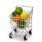 Lemon, tangerine and lime in shopping cart