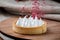 Lemon tart. Sweet dessert with foam. Chocolate dessert with shortcrust pastry. Baking, dessert, sweet, food, french dessert