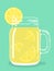 Lemon tea in glass mason jar. Vector hand drawn illustration.