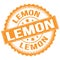 LEMON text on orange round stamp sign