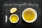 Lemon vinaigrette dressing - recipe ingredients on black chalkboard