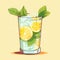 Lemon water drink. Flat illustration style