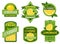 Lemonade badges. Lemon drink emblem badge, fresh fruits lemons juice vintage lemonades emblems vector set
