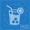 Lemonade with drinking straw illustration. Iced drink  icon