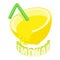 Lemonade icon isometric vector. Cold refreshing drink in lemon half with straw