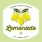 Lemonade label. Lemonade drink emblem. Lemon logo. Yellow lemons with leaves and flowers.