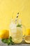 Lemonade, lemons and mint on table. Fresh drink