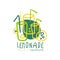 Lemonade original design logo, natural healthy product badge, fresh citrus beverage hand drawn vector Illustration