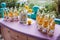 Lemonade table decorated with lemons and photo frame