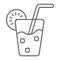 Lemonade thin line icon, food and drink, juice sign, vector graphics, a linear pattern on a white background.