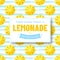 Lemonade - vector banner with seamless lemons background