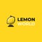 Lemonade world logo. Logotype with bright fresh lemon. Summer drawing for a smoothies shop