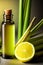 Lemongrass essential oil in a bottle 3D illustrated