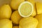 Lemons cuted background, Eat juicy lemons in a basket, full screen