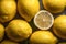 Lemons on Dark Background with Water Drops.