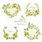 Lemons, Flowers, Leaves Banners and Tags. Floral Wreath