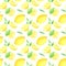 Lemons watercolor seamless pattern for textile design. Graphic modern digital paper art. Creative nature background. Colorful