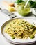 Lemony Bliss Pasta: A Vibrant Delight of Linguine with Zesty Lemon Pesto, Bursting with Fresh Flavors