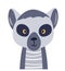 Lemur cute animal baby face vector illustration. Hand drawn style nursery character. Scandinavian funny kid design