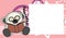 Lemur kawaii character cartoon reading book picture frame background illustration