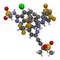 Lenacapavir antiviral drug molecule. 3D rendering.